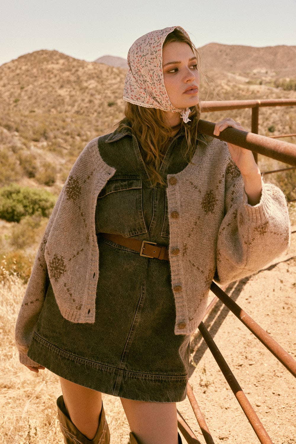 Snowflake Jacquard-Knit Button-Up Dolman Cardigan