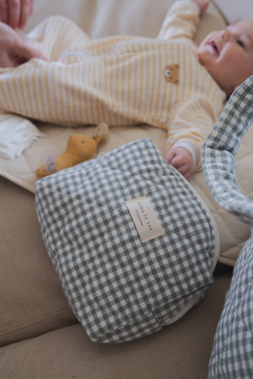 Organic cotton quilted pouch - Gingham collection