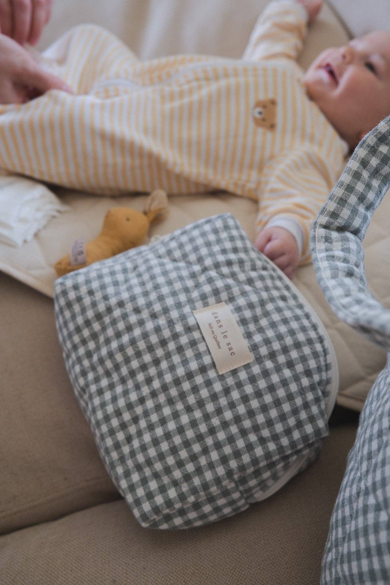 Organic cotton quilted pouch - Gingham collection