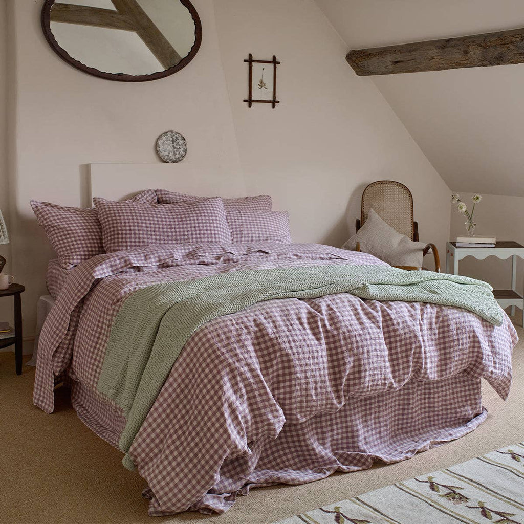 PRE ORDER | Elderberry Gingham Linen Blend Duvet Cover