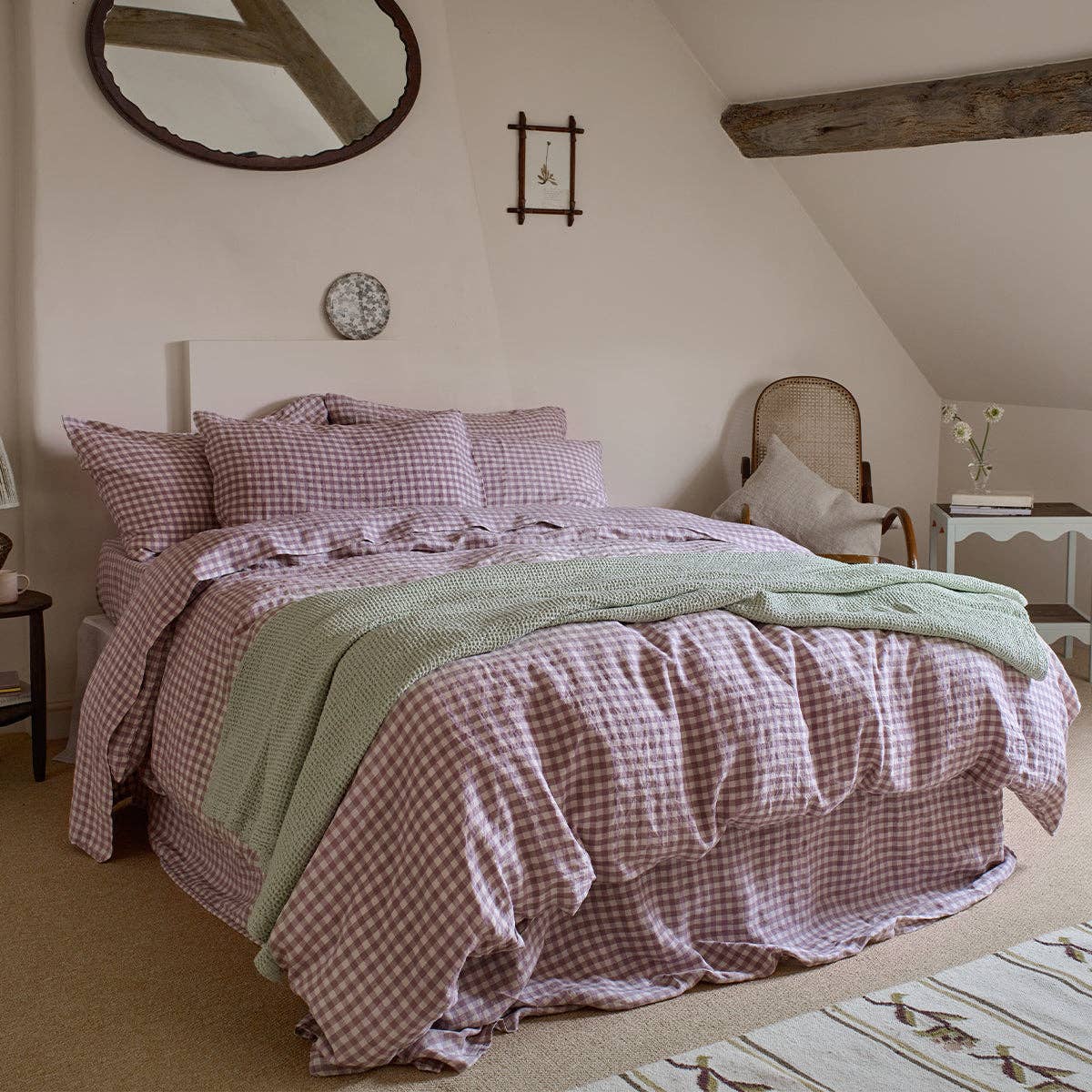 PRE ORDER | Elderberry Gingham Linen Blend Duvet Cover