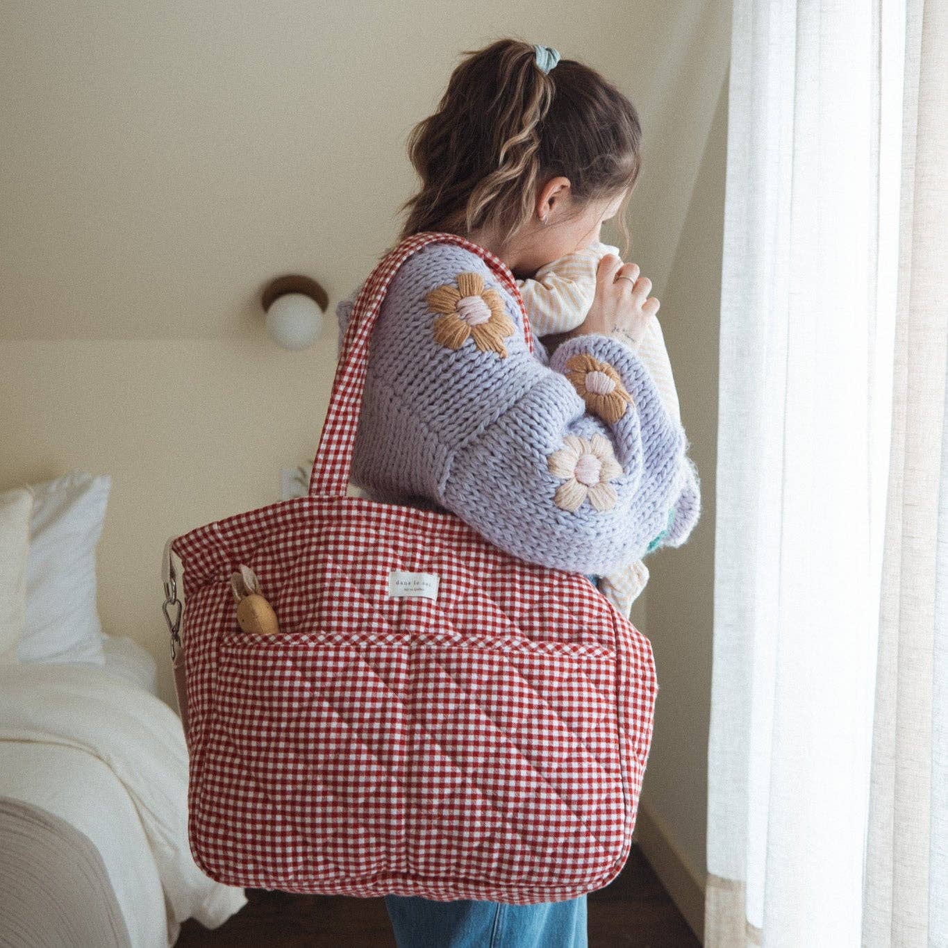 Organic cotton diaper bag - Gingham collection