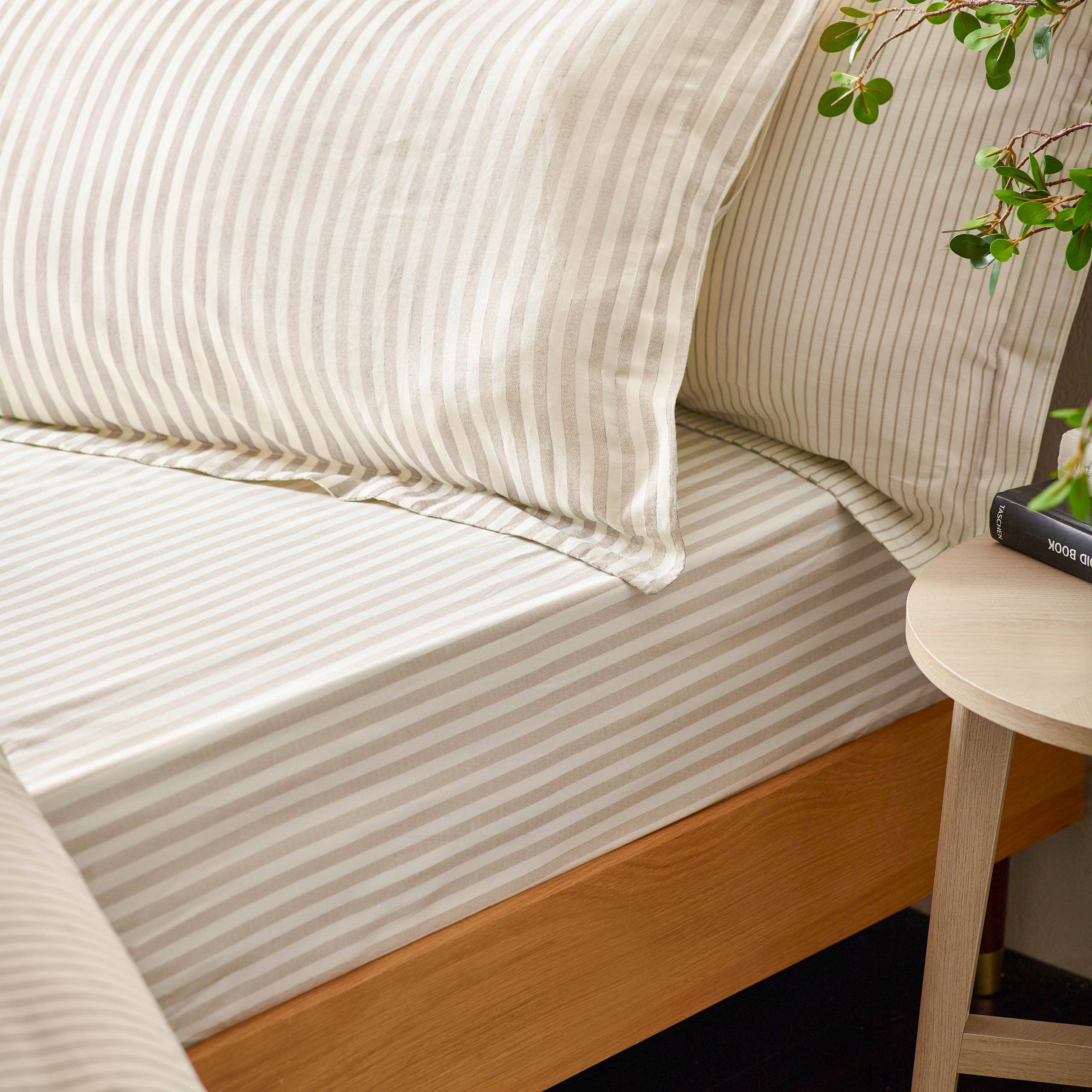 Hebden Striped Fitted Bed Sheet Natural