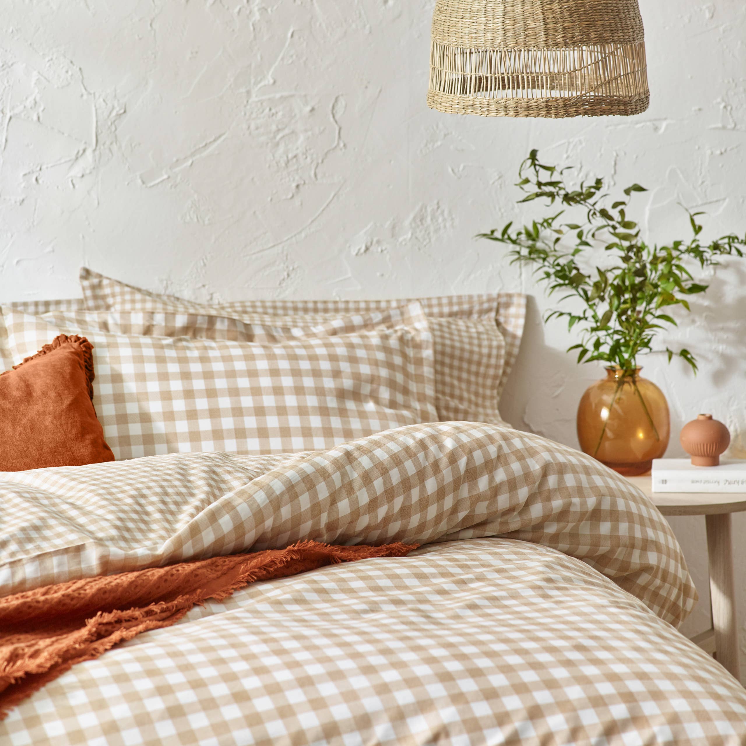 Barton Check Reversible Duvet Cover Set Biscuit