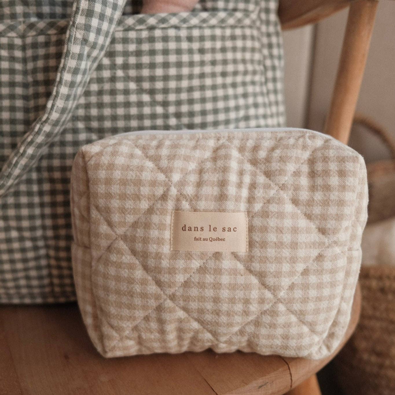 Organic cotton quilted pouch - Gingham collection