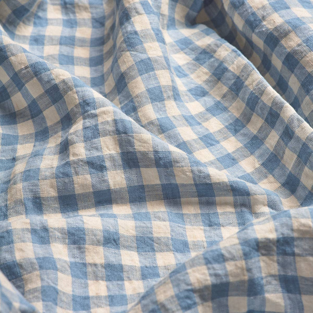 PRE ORDER | Warm Blue Gingham Linen Blend Pillowcase (Pair)