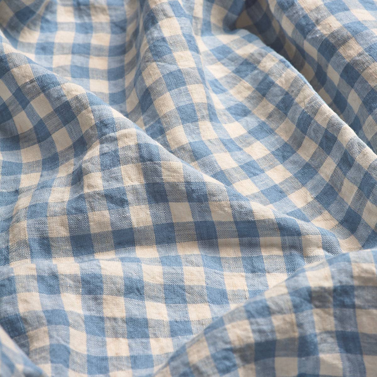 PRE ORDER | Warm Blue Gingham Linen Blend Pillowcase (Pair)