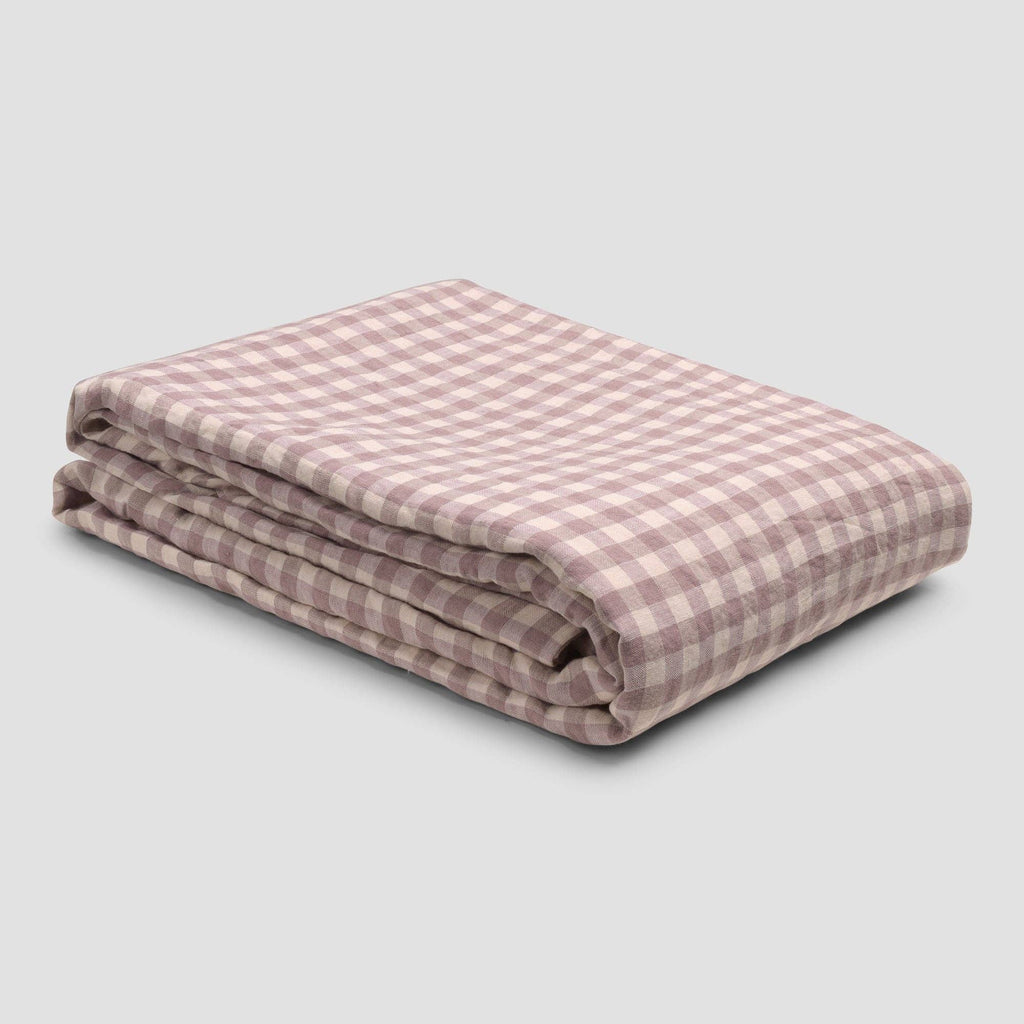 PRE ORDER | Elderberry Gingham Linen Blend Duvet Cover