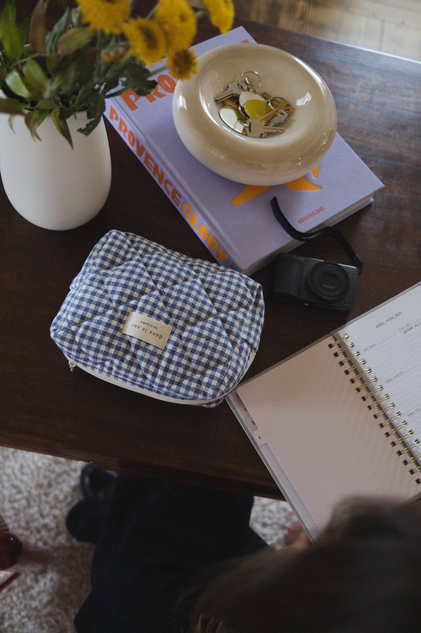 Organic cotton quilted pouch - Gingham collection