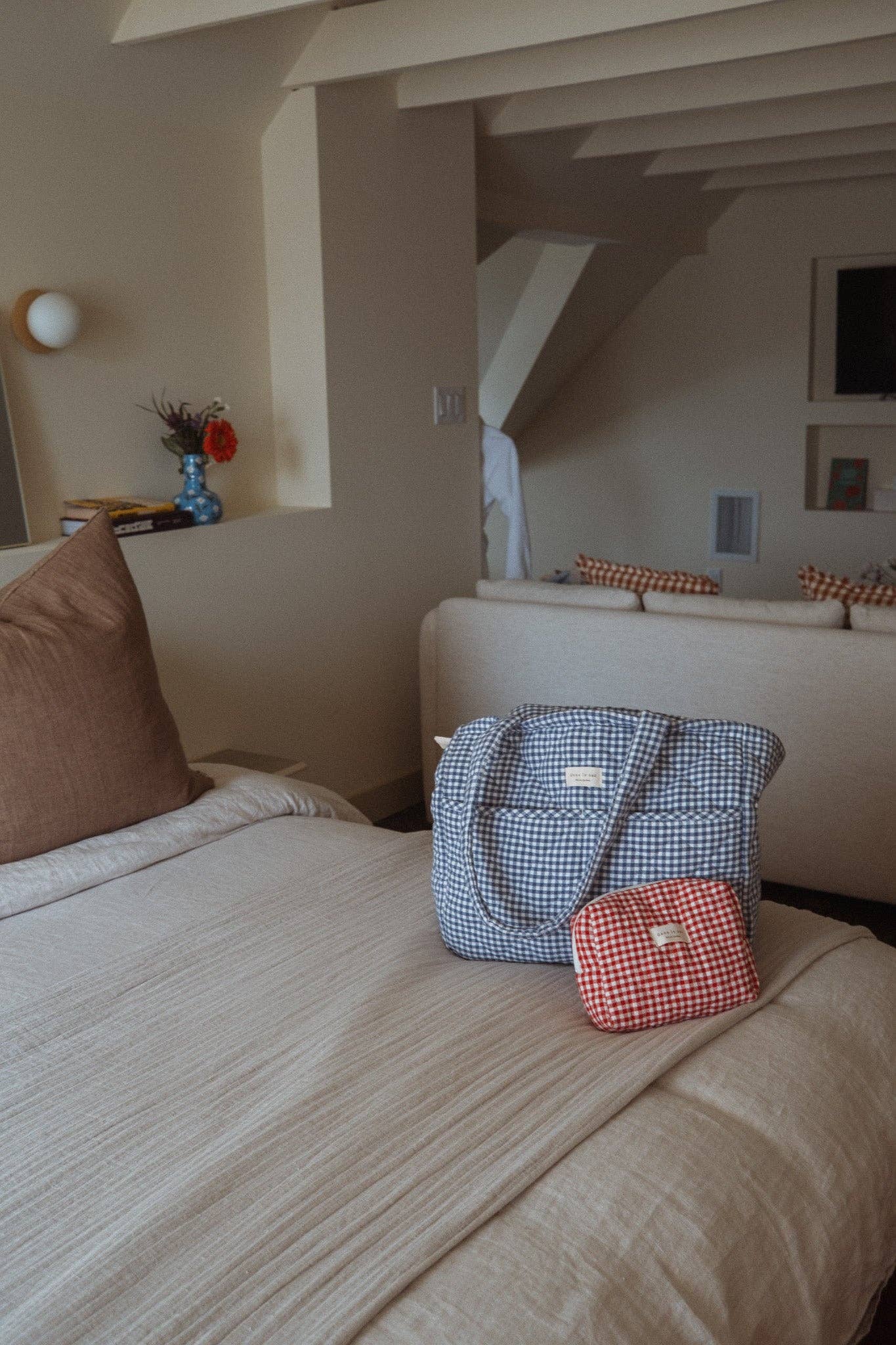 Organic cotton diaper bag - Gingham collection