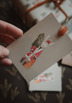 Winter bunny with a tree Small Flat Card