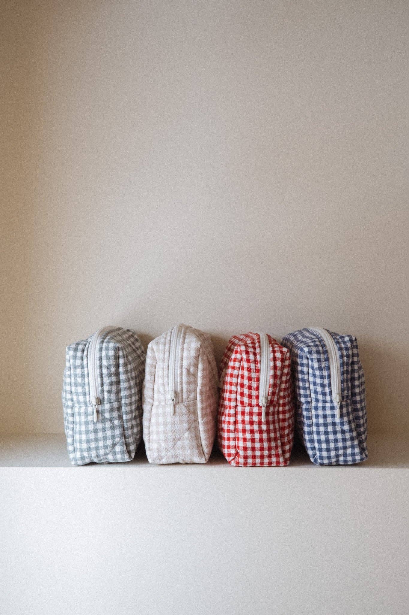 Organic cotton quilted pouch - Gingham collection