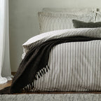 Hebden Mélange Stripe 100% Cotton Duvet Cover Set Black