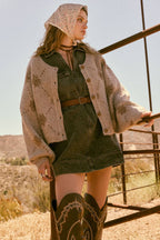 Snowflake Jacquard-Knit Button-Up Dolman Cardigan