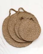 Round Woven Natural Trivets with Handle