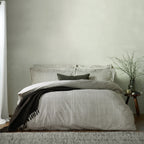 Hebden Mélange Stripe 100% Cotton Duvet Cover Set Black