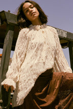 Ruffle-Trim Chiffon Peasant-Sleeve Mini Dress
