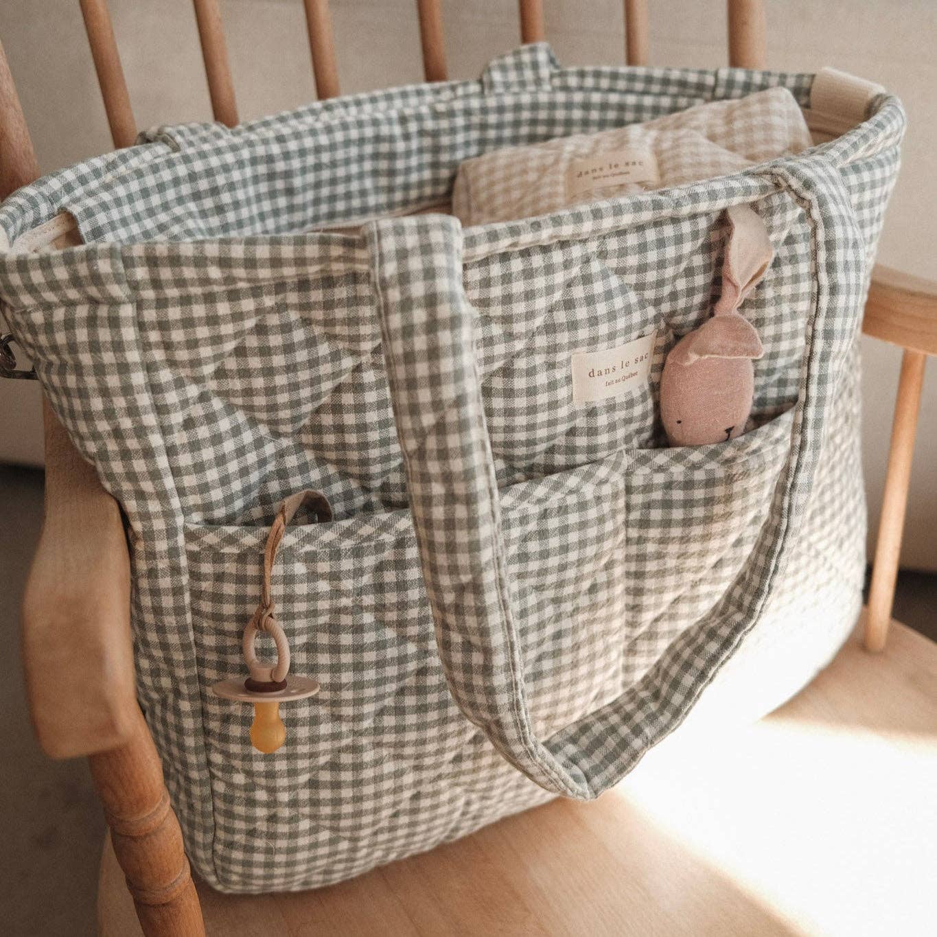 Organic cotton diaper bag - Gingham collection