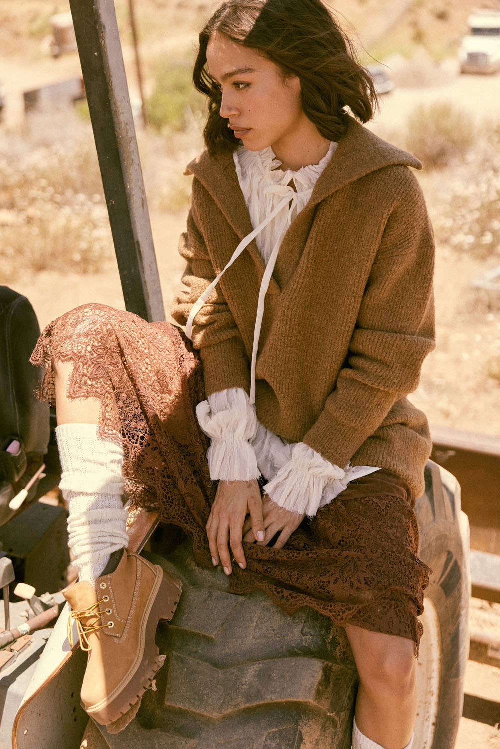 Rib-Knit Mini Sweater Dress with Oversize Collar