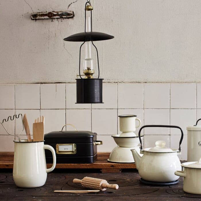 Ivory Vintage Enamel Kettle