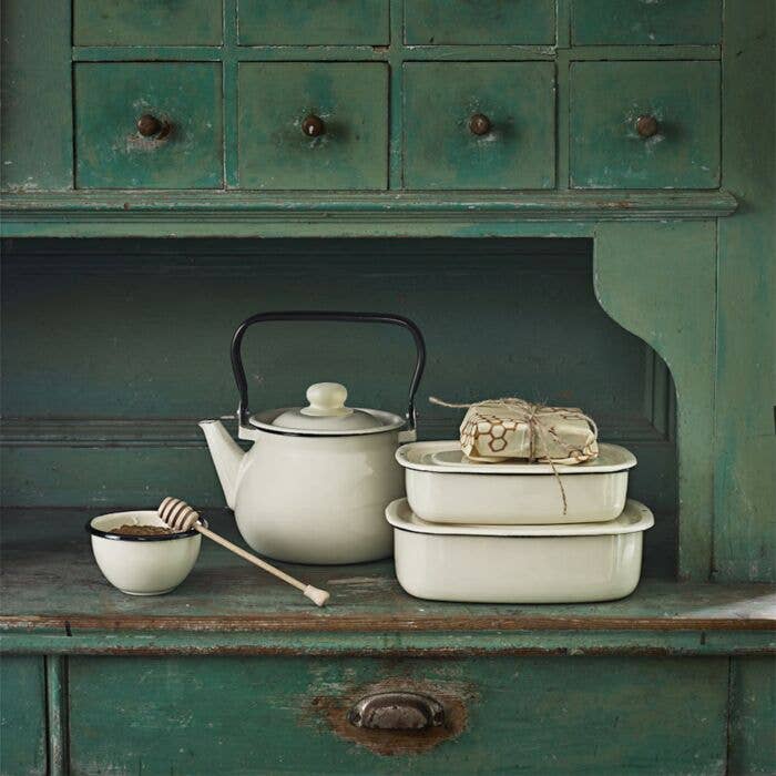 Ivory Vintage Enamel Kettle