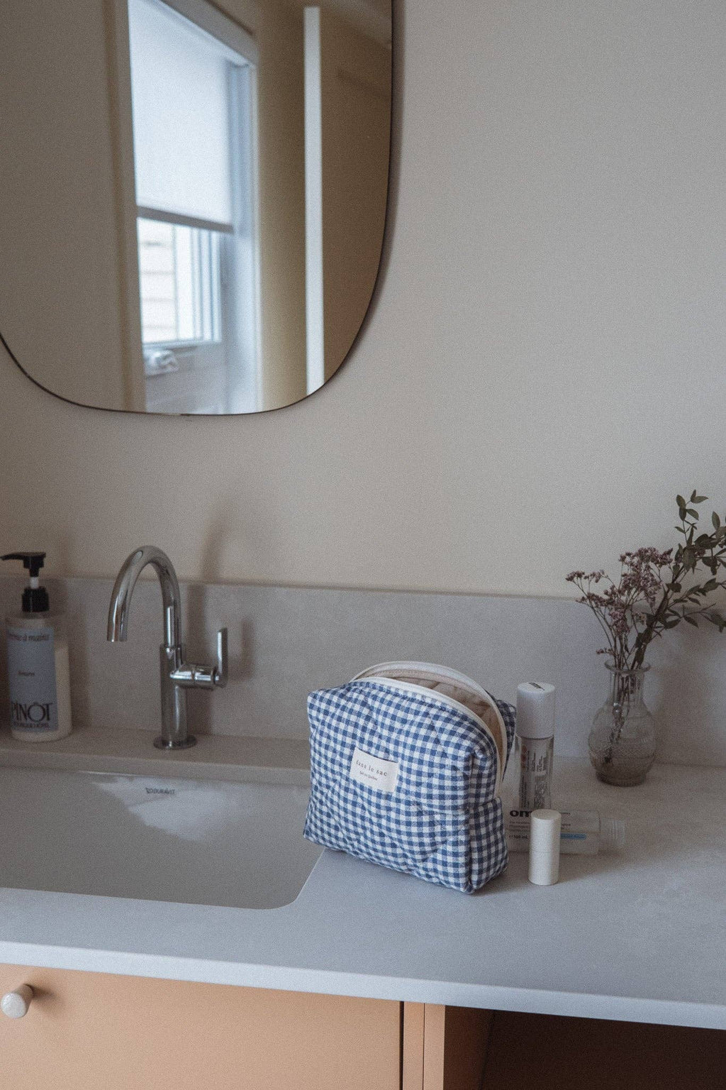 Organic cotton quilted pouch - Gingham collection