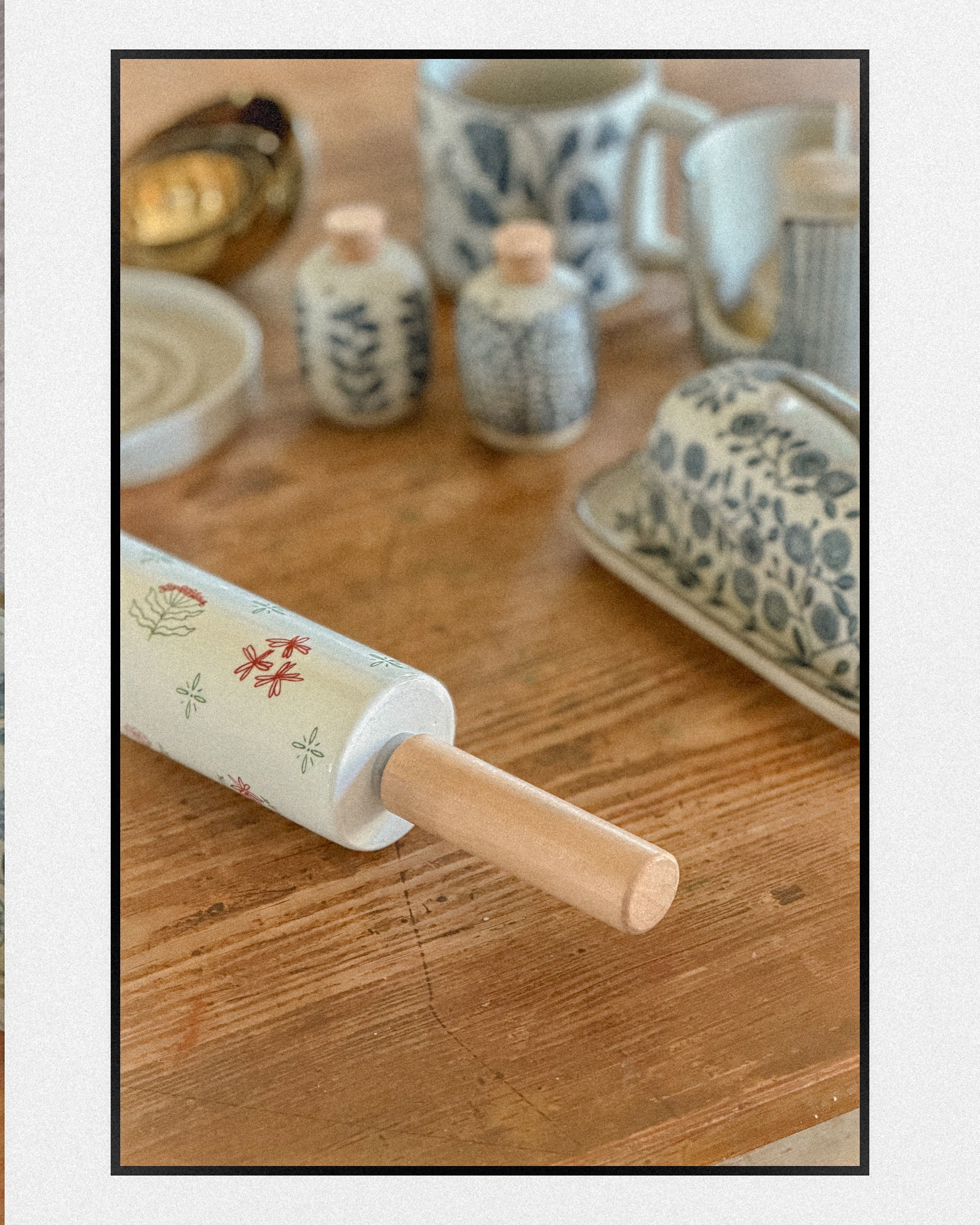 Camellia Stoneware Rolling Pin