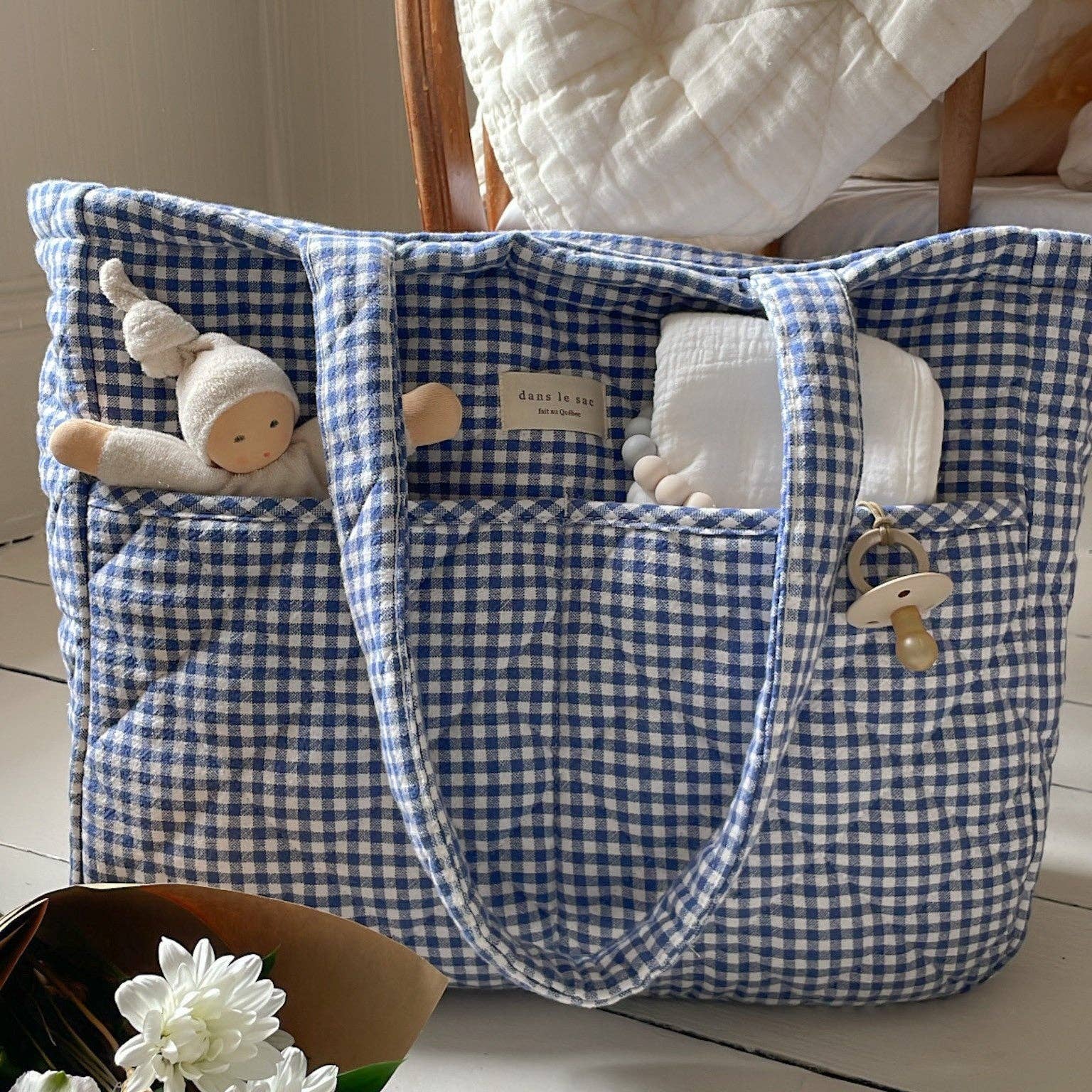 Organic cotton diaper bag - Gingham collection