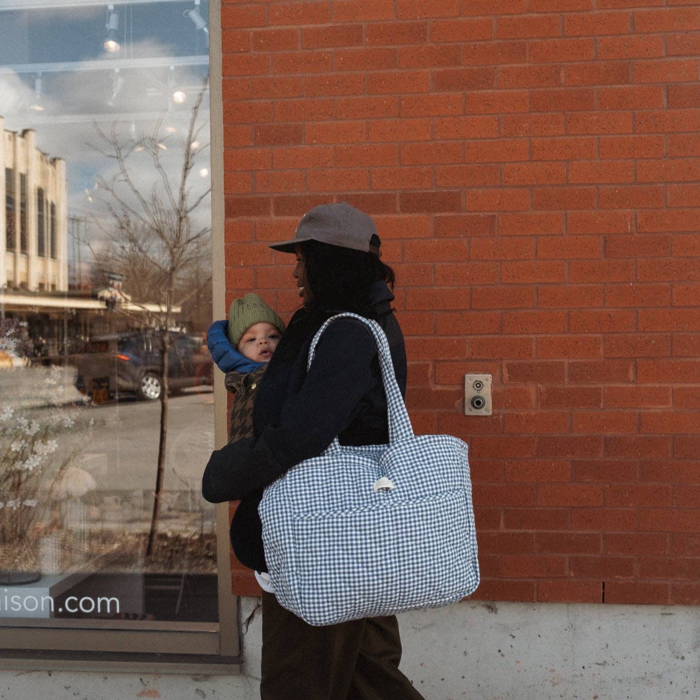 Organic cotton diaper bag - Gingham collection
