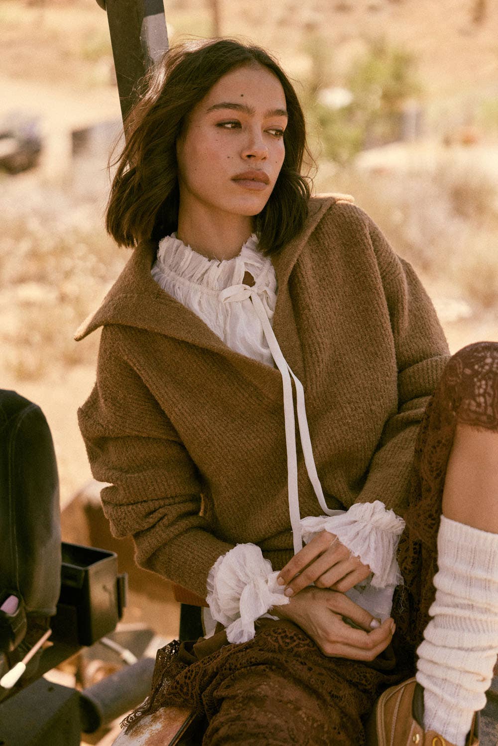 Rib-Knit Mini Sweater Dress with Oversize Collar
