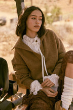 Rib-Knit Mini Sweater Dress with Oversize Collar