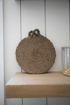 Round Woven Natural Trivets with Handle