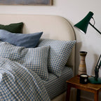 PRE ORDER | Warm Blue Gingham Linen Blend Pillowcase (Pair)