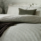Hebden Mélange Stripe 100% Cotton Duvet Cover Set Black