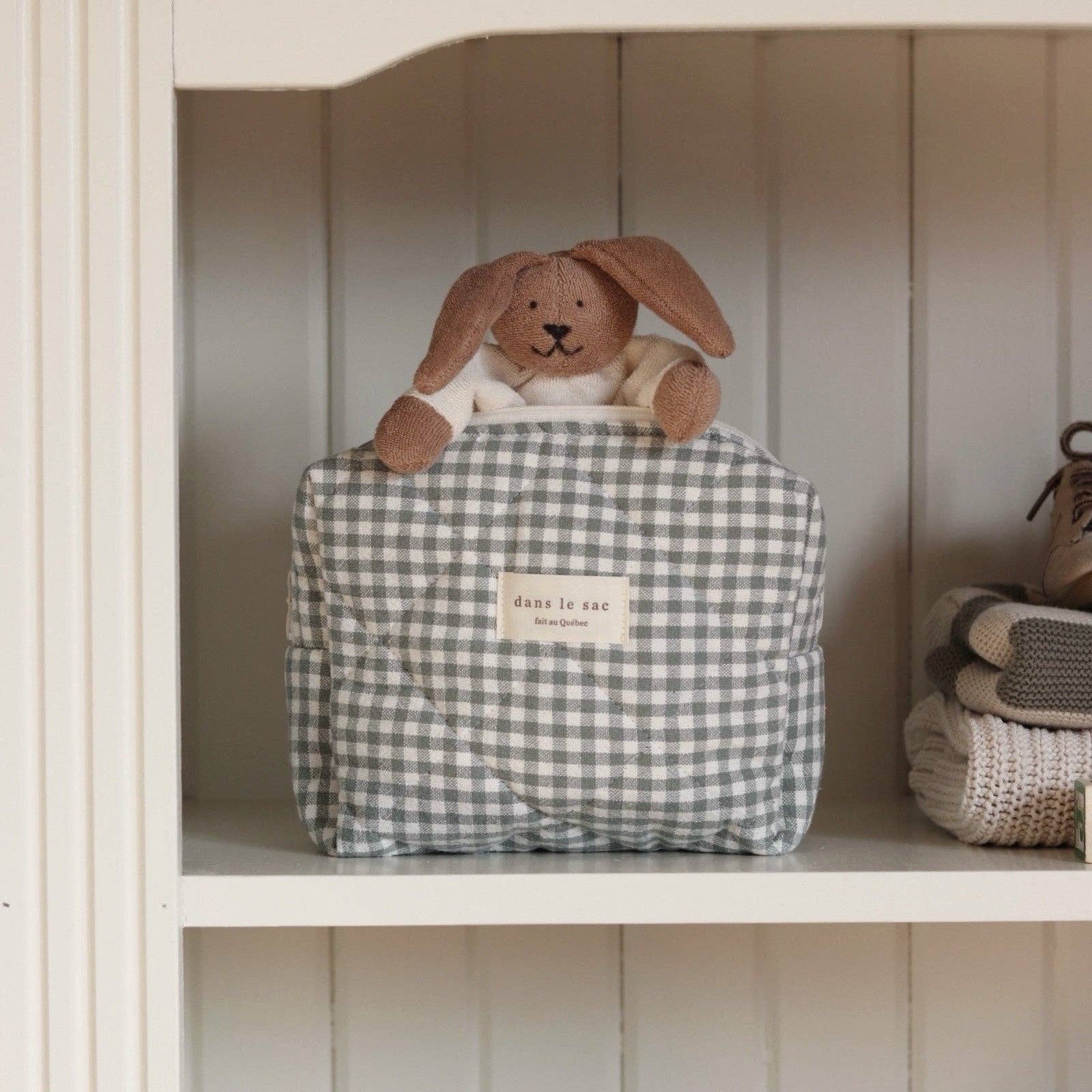 Organic cotton quilted pouch - Gingham collection