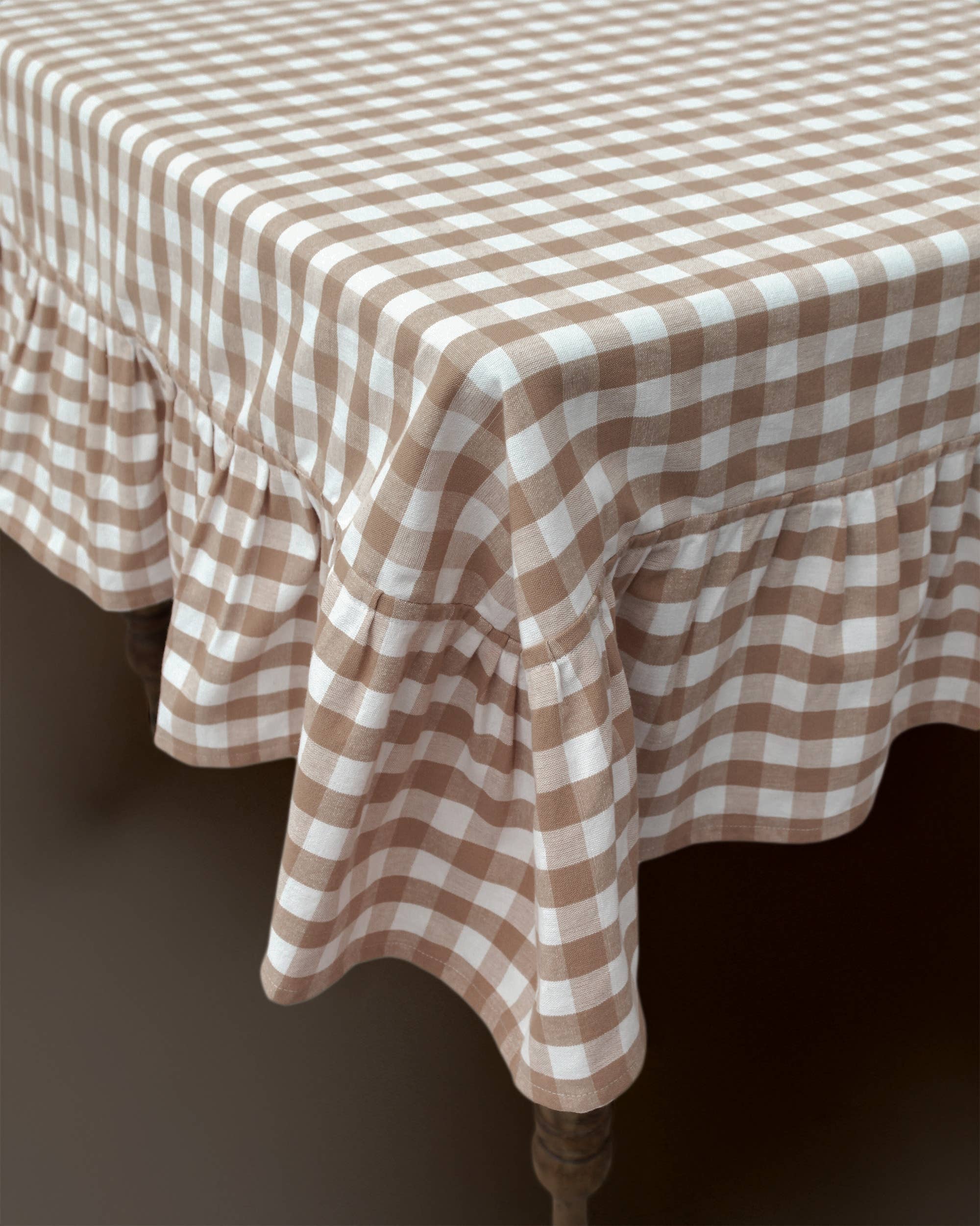PRE ORDER Hazelnut Ruffled Gingham Tablecloth