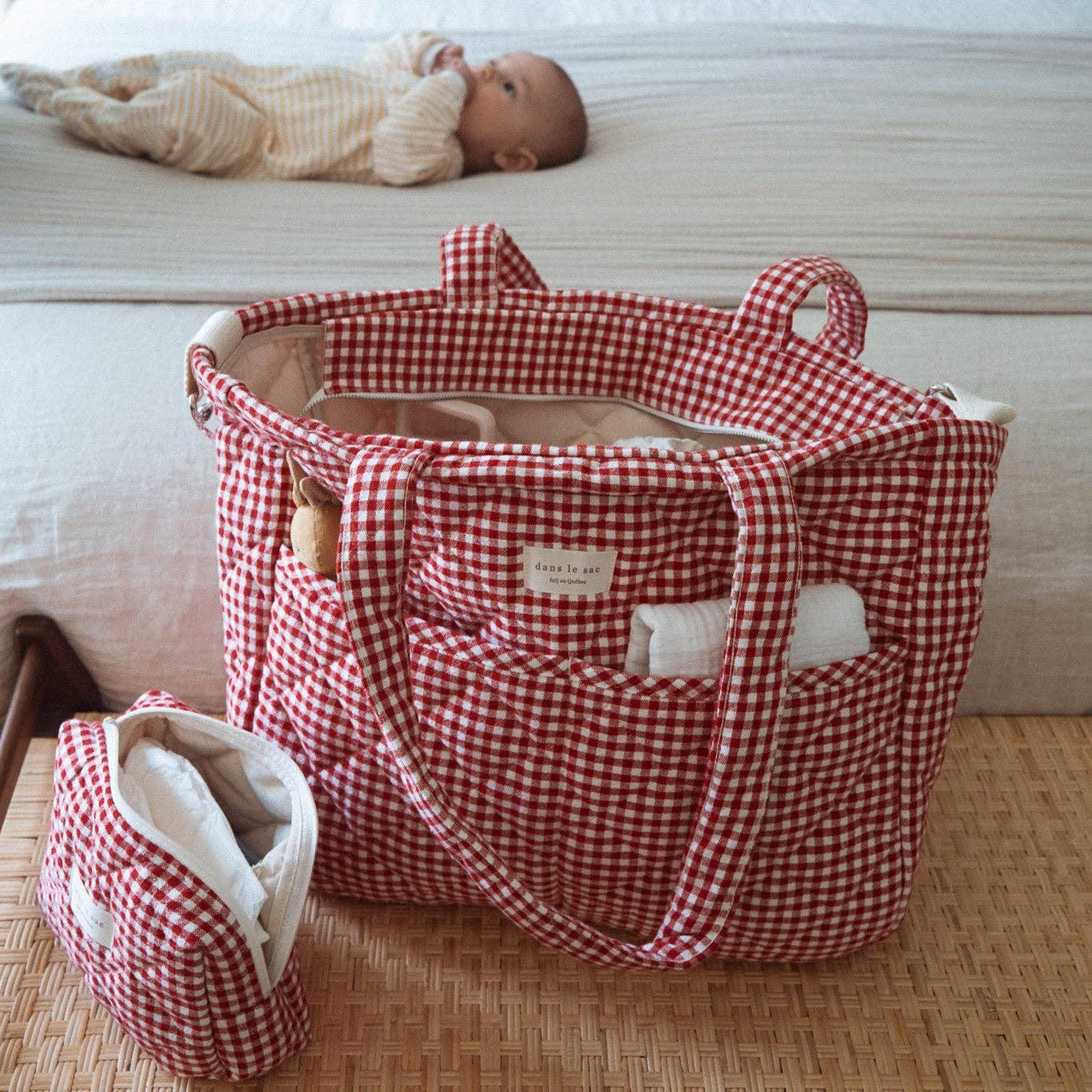 Organic cotton diaper bag - Gingham collection